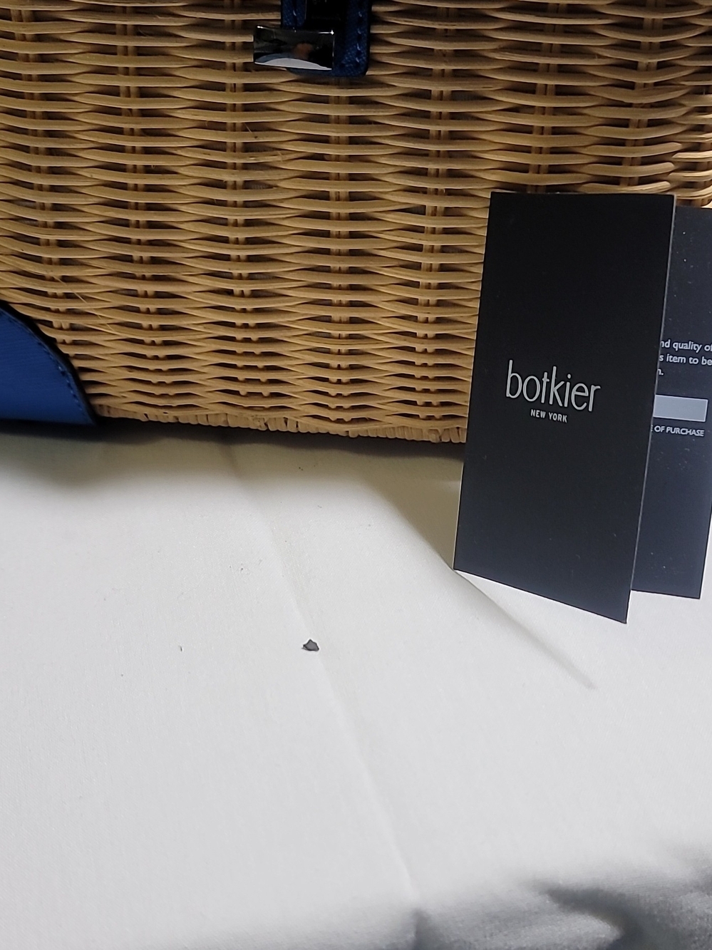 Botkier Blue Trim Wicker Clasp Tote